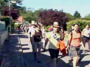 People in shorts on Chartres Pilgrimage 03