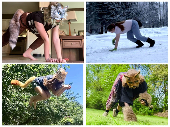 Animal-identifying youth walking on all fours