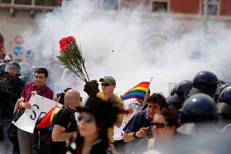 Tear gas disperses crowds