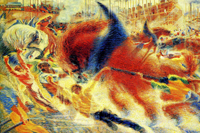 futurist painting the city rises, by boccioni