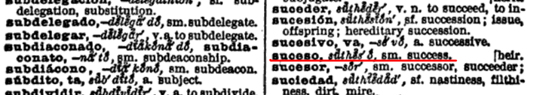 Spanish English dictionary says suceso translates to success