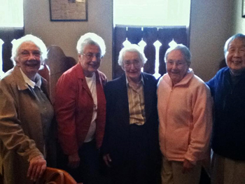 A few elderly nuns from the Carmelites of indianpolis wearing modern clothes