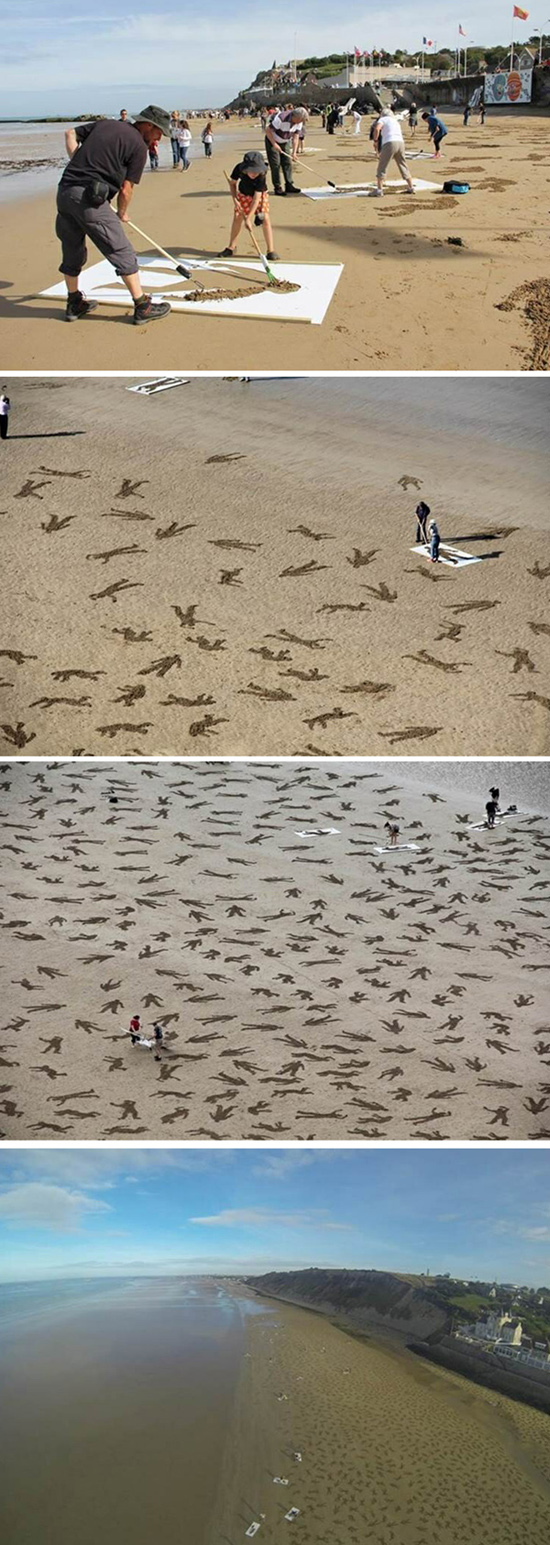 American soldiers fallen on Normandy Beach