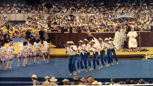 A group of popular dancers in Brazil perform for the Pope