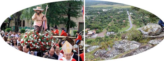 A procession of saint thomas and stones with the imprint of his footsteps